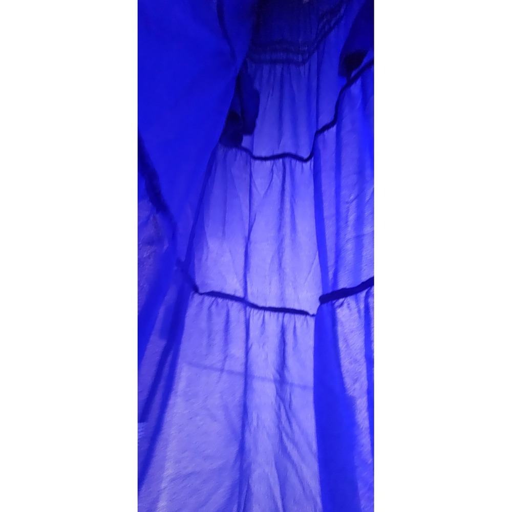 NWT monteau womans L royal blue smocked waist tiered maxi‎ dress flutter sleeves - Picture 9 of 9